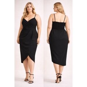 City Chic Tulip Midi Dress Womens Plus Black Cocktail Formal Elegant LBD size 18